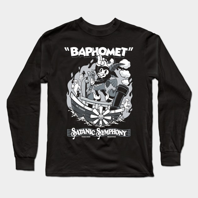 Vintage Cartoon Baphomet - Steamboat Baphy - Occult - Satanic Symphony Long Sleeve T-Shirt by Nemons